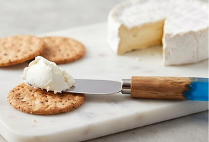 Handcrafted <b>Cheese</b> <b>Knife</b> <b>Set</b> Stainless Steel Blade With Wood Handle Blue Dipped Design Durable Kitchen Tools For Home And Hotel - Product Image 6