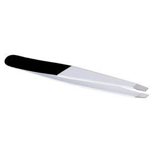 Pince à épiler professionnelle pour sourcils, couleur blanc et noir, pointe inclinée lisse, portable, pour extension de sourcils, ensembles de pinces à épiler pour sourcils - Product Image 2