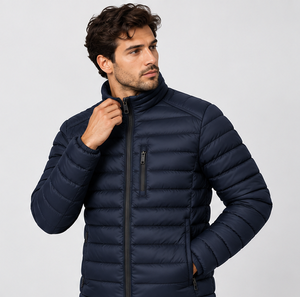 Chaqueta acolchada ligera para hombre, con cuello alto, para invierno, con cierre, informal, para exteriores, OEM, ODM - Product Image 3
