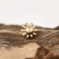 SUPERSTAR Piercing Emas 14K Bunga Bola Emas Kilap Anting Flat Back Tragus Helix Labret Perhiasan