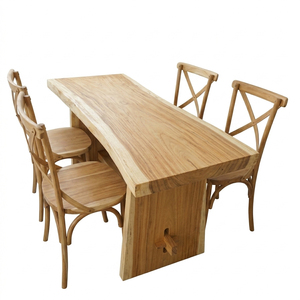 Modern Organic Style Ceko Dining <b>Table</b> Set Crossback Chairs Solid Trembesi Wood <b>Kitchen</b> Dining Furniture <b>High</b> Quality Hot Sale - Product Image 3