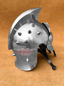 Casco de Gladiador Medieval Hecho a Mano, Plateado y Pulido, de Acero Suave, Armadura de Guerrero Griego Romano, para Fiestas de Navidad y Halloween - Product Image 5