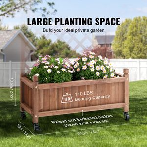2 pz. Lettiere da Giardino Rialzate Autoportanti in Legno per Esterni 152x33x156 cm con Fori di Drenaggio per Piante e Recinzioni - Product Image 2