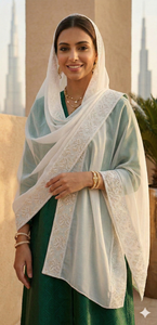 Châle de luxe africain en mousseline de soie avec broderie florale en strass, écharpe longue perlée en maille pour femme, vente en gros, idéal pour l'été et le quotidien - Product Image 3