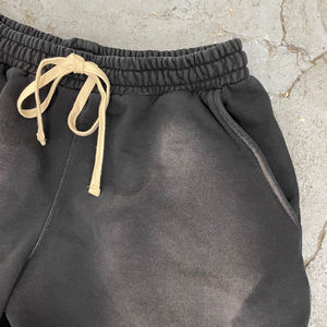 Shorts en molleton délavé pour hommes, style rétro, en coton, coupe confortable, décontracté, streetwear d'été, athlétique, écologique - Product Image 5