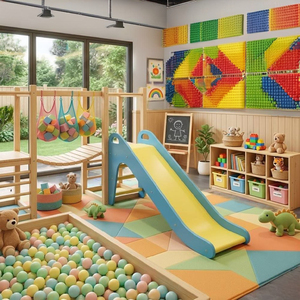 Children's <b>Indoor</b> Playground <b>Slide</b> Swing Set Home & School Multi-Color American Pine Plywood Wholesale Fun Kids Kindergarten - Product Image 1