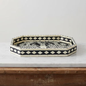 Bandeja Móvil con Incrustaciones de Hueso de Diseño Moderno, Decorativa y de Primera Calidad, por Tradebyd - Product Image 2
