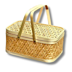 Cesta de Regalo de Bambú Personalizable, Cesta de Frutas con Tapa y Asa de Transporte, Artesanía Vietnamita - Product Image 1