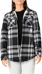 Camisa de Franela Gruesa de Forro Polar Sólido para Mujer, Casual, con Botones, Acolchada, Manga Larga, Negra, para Otoño, Todas las Estaciones, para Usar en Capas - Product Image 4