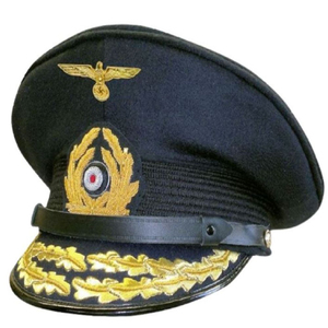 Casquette unisexe brodée avec sangle réglable en coton et polyester, casquette de service allemande de la Seconde Guerre mondiale en bleu foncé, casquettes en laine personnalisées - Product Image 6