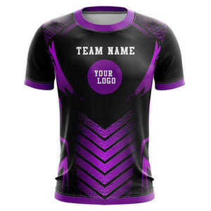 Camiseta Deportiva Sublimada RICSA Unisex Negra y Azul, Cuello Redondo, Secado Rápido, Poliéster, Ropa de Equipo para Adultos, Personalizable con Nombre y Logotipo en la Parte Delantera - Product Image 6