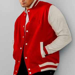 Chaqueta Varsity Unisex Roja y Blanca con Revestimiento, Resistente al Viento, Transpirable, Informal, para Otoño, con Logotipo Frontal con Impresión por Transferencia de Calor, Corte Regular - Product Image 2