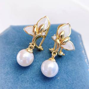 Boucles d'oreilles à clip en perles d'eau douce AK 7-8 mm, sans trous d'oreille, bijoux fins avec nacre, recommandées par le propriétaire du magasin - Product Image 1