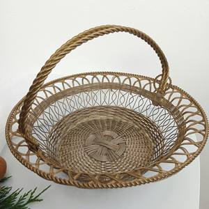 Panier à fruits en métal artisanal pour comptoir de cuisine, panier de rangement pour produits frais, organisateur de table rustique pour fruits et légumes - Product Image 2