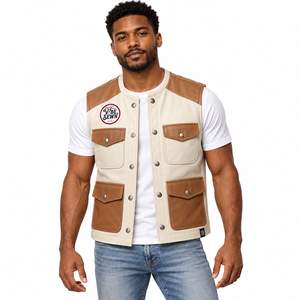 Custom <b>Men</b> Leather <b>Vest</b> PU Leather Waistcoat Zip Front Durable Material Comfortable Fit Biker Casual Outdoor Wear OEM - Product Image 1