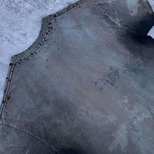 Camisetas Personalizadas de Alta Calidad, Estilo Vintage, de Poliéster Negro, Lavado Ácido, Corte Holgado, Cuello Alto, Tejido Twill - Product Image 5