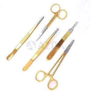 Juego de Instrumentos Quirúrgicos Manuales de Acero Inoxidable de Calidad Profesional con Recubrimiento Dorado de 5 Piezas para Disección - Product Image 6