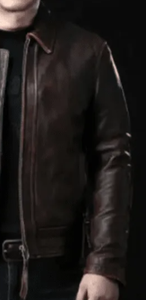 Veste de moto en cuir véritable marron pour homme, col rabattu, fermeture éclair, style motard, vêtement d'automne - Product Image 3