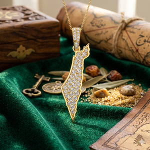 Colgante de Alta Calidad, Diseño Moderno, Mapa de Israel y Palestina en Oro de 14K con Diamantes Naturales, Regalo Unisex - Product Image 6