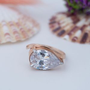Wholesale 3ct 2ct 1.5ct Pear Cut <b>Wave</b> Design Luxury Wedding Moissanite <b>Rings</b> S925 Gold Plated VVS D Color GRA Certified - Product Image 1