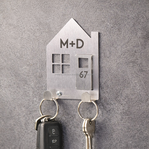 Porta Llaves Metálico de Acero Inoxidable para Montar en la Pared, Cuadrado, Color y Logotipo Personalizables, Moderno, Minimalista, 1mm de Grosor, para Baño - Product Image 3