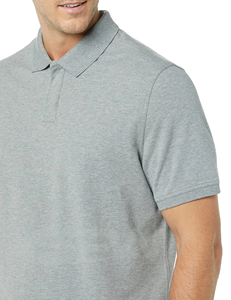 Polo de Algodón Gris de Manga Corta para Hombre, Color Sólido, Informal, Tejido de Punto, Transpirable, Corte Regular - Product Image 6