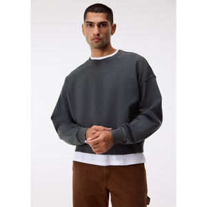 Sweat-shirt à col rond et épaules tombantes en molleton 100 % coton pour homme et femme, style streetwear, coupe oversize, vente en gros, OEM - Product Image 2