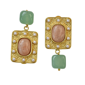 Pendientes Colgantes Bohemios de Flor Chapados en Oro de Cuarzo, Joyería de Fiesta Hecha a Mano para Mujer - Product Image 6