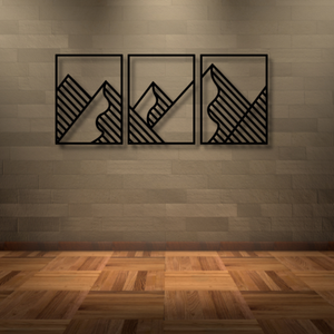 Moderno Juego de 3 Piezas de Arte de Pared Metálico Geométrico de Montaña, Tríptico Minimalista de Arte Lineal, Paisaje de Acero Cortado con Láser para Colgar - Product Image 2