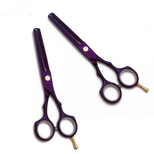 Tijeras Profesionales para Adelgazar el Cabello, Color Morado, Acero Inoxidable, Punta Afilada, Mango de Cerámica, Mango Largo, para Diestros, 28 Dientes, Duraderas - Product Image 1