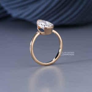 แหวนเพชรทรงลูกแพร์ 14KT โรสโกลด์ เพชรเลี้ยงในห้องปฏิบัติการ สำหรับผู้หญิง หรูหรา 2.02 กะรัต คุณภาพ VS EF ของขวัญวันครบรอบ - Product Image 5