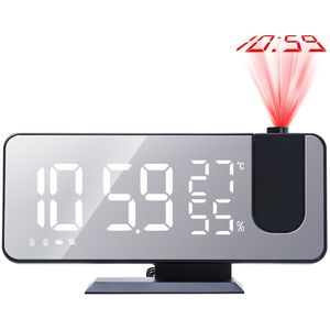 Réveil numérique intelligent avec projecteur LED, fonction radio et miroir de 7,5 pouces, horloge de table avec fonction de projection - Product Image 1