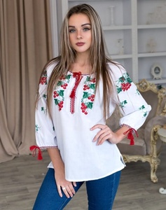 Blusas ucranianas de diseñador 2025 para mujer, Top con cuello redondo bordado, tejido de estilo informal para fiestas, estilo Simple con borlas - Product Image 3