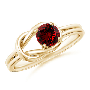 Anillo de Oro 10K 14K 18K y Plata 925 935 con Gema de Granate Rojo Corte Redondo y Diseño Infinito para Mujer, Anillo de Compromiso y Boda de Lujo - Product Image 1