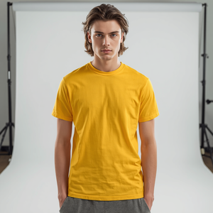 Custom <b>Yellow</b> 100% Cotton Casual <b>Plain</b> <b>T</b>-<b>Shirt</b> for Men Women with OEM/ODM Customization Anti-Wrinkle Breathable 280g Fabric - Product Image 3