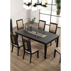 Tavolo da Pranzo Rettangolare Contemporaneo in Stile Espresso con Inserto a Specchio, 1 Pezzo, Arredamento per Cucina e Sala da Pranzo - Product Image 2