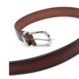 Meilleure vente au prix de gros ceinture décontractée en cuir véritable avec boucle ardillon en laiton amovible nickelé massif toutes les tailles - Product Image 1