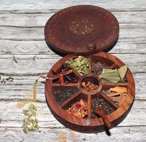 Wood Spice <b>Box</b> Resistant Wooden Hand Wash Only Spice <b>Box</b> Carved Floral Design Wood <b>Herb</b> Organizer Hand Storage <b>Box</b> - Product Image 6