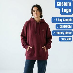 Sudadera con Capucha para Mujer, 100% Algodón, Cierre Frontal, Color Sólido, Cordón Ajustable, Corte Regular, Estilo Casual Urbano, Primavera/Invierno, Tejido Cepillado - Product Image 1
