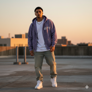 เสื้อฮู้ดซิปผ้าฟลีซคอตตอน 100% สไตล์สตรีท ปักลายประดับเพชรทั่วตัว ตามความต้องการของลูกค้า - Product Image 2