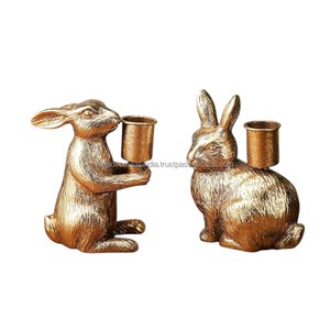 Gran oferta, portavelas de conejito personalizado, soporte cónico de hierro en oro acabado para boda, fiesta, hogar y decoración de eventos - Product Image 3