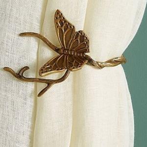 Attache de rideau papillons, attache de rideau en métal, attache de rideau de luxe, support de rideau de fenêtre, pour maison et hôtel, en laiton et aluminium - Product Image 1