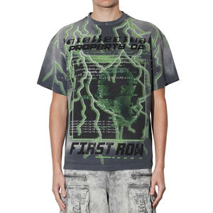 T-shirt noir surdimensionné pour homme avec imprimé loup, logo Defend Your Rights au dos, style streetwear, manches courtes, col rond, jersey de coton - Product Image 4
