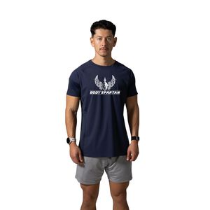 Men's <b>Navy</b> Blue Performance T Shirt Lightweight Athletic Crew Neck Workout Running Training Sportswear Apparel - Product Image 1