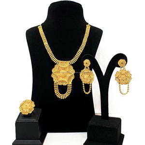 Hot Sales Dubai Gold Plated 24KT Womens <b>Necklace</b> Set High Quality New Designs Best Selling Earring Ring Fashion Jewelry Ladies - Product Image 1