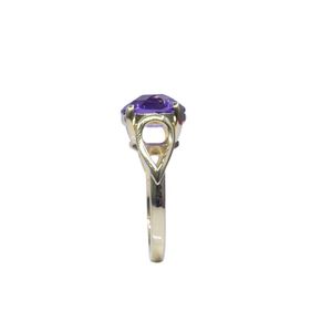 Anillo Clásico para Mujer de Plata de Ley 925 con Baño de Oro de 14K y Amatista Engastada en Canal, para Bodas, Gemvanity - Product Image 5