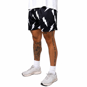 Shorts de bain décontractés pour hommes, noir et blanc, 100 % coton, séchage rapide, respirants, écologiques, taille mi-haute avec cordon de serrage - Product Image 3