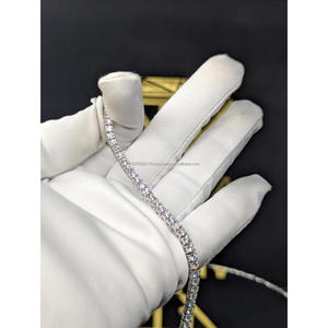 Pulsera de tenis de moissanita estilo hip hop con incrustaciones de diamantes, de plata de ley 925, pasa la prueba del probador, para hombre, para aniversario, de Trisha Jewels - Product Image 1