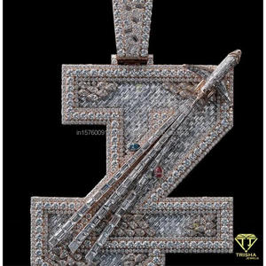 Pendentif Lettre Personnalisé en Argent Sterling 925 avec Sertissage de Diamant de Laboratoire de Qualité Supérieure - Product Image 6