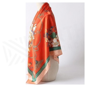 NORTH APPROACH Foulard carré en soie pour femme, imprimé floral, élégant, multifonctionnel, accessoire de mode toutes saisons - Product Image 3